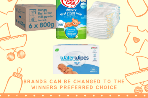 AUTO WIN- BABY ESSENTIALS-NAPPIES, BABY MILK, BABY WIPES
