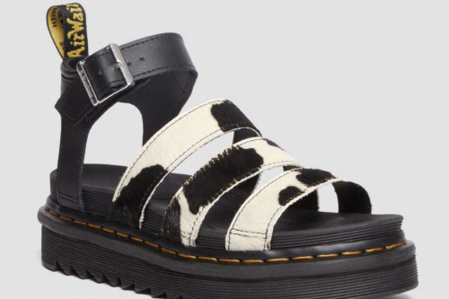 DR MARTENS BLAIRE HAIR-ON COW PRINT SANDALS - 14/08