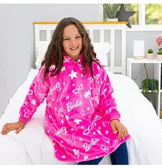 AUTO WIN - Barbie Hugzee Oversized Fleece Hooded Blanket, Pink - 24/09