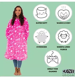 AUTO WIN - Barbie Hugzee Oversized Fleece Hooded Blanket, Pink - 01/10