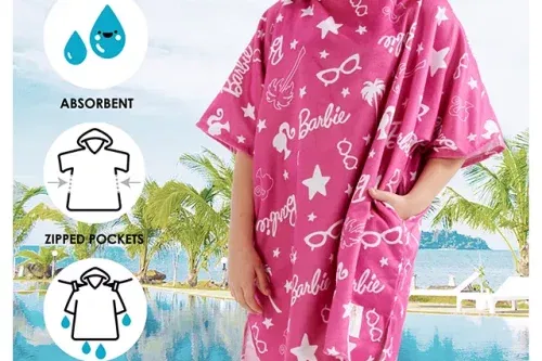 AUTO WIN - Barbie DryMee Hooded Towel, Pink - 23/09
