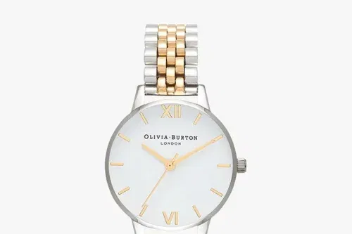 Olivia Burton Women's Five Link Bracelet Strap Watch, Silver/Gold