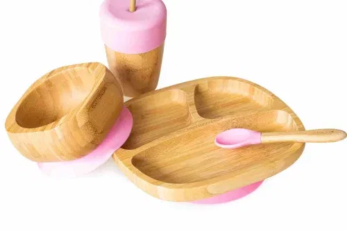 AUTO WIN - Bamboo Classic Section Plate Gift Set Pink