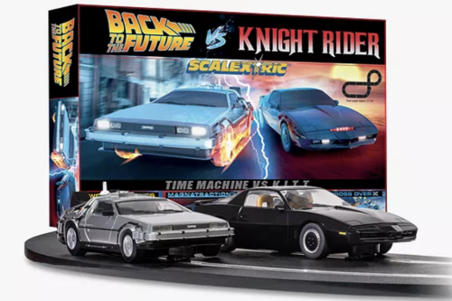 AUTO WIN - Scalextric 1980s TV Back to the Future vs Knight Rider Mains Powered Slot Car Racing Set - 24/09