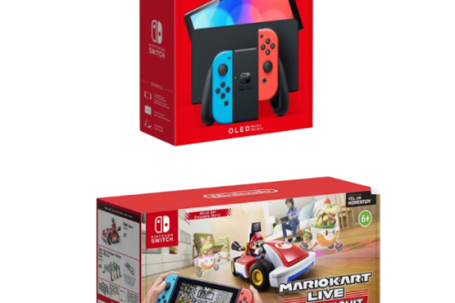Nintendo Switch OLED 64GB Console (Neon) & Mario Kart Live: Home Circuit (Mario)