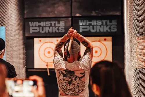 AUTO WIN - Urban Axe Throwing with a House Drink and Pizza for Two at Whistle Punks, Leeds, Manchester or Bristol