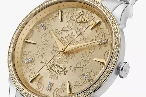 Vivienne Westwood VV208CPSG Women's The Wallace Swarovski Crystal Two-Tone Bracelet Strap Watch, Silver/Gold - 20/10