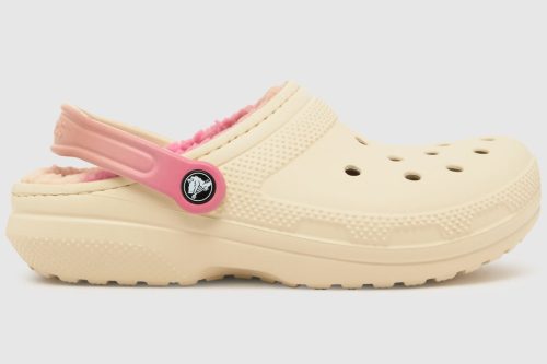 AUTO WIN - Crocs classic lined cozy fuzz clog sandals in white & pink
