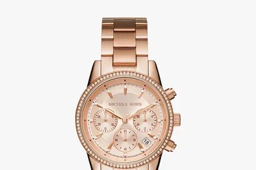 Michael Kors Women's Ritz Crystal Date Chronograph Bracelet Strap Watch, Rose Gold MK6357 - 17/10