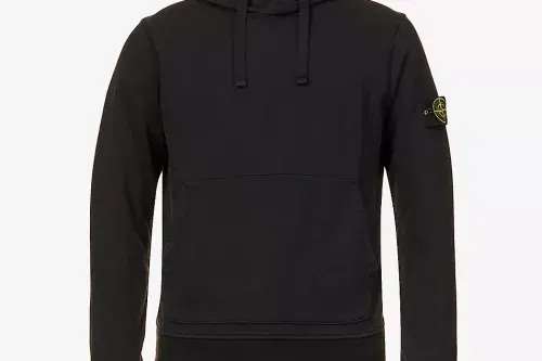 MENS STONE ISLAND Brand-badge relaxed-fit cotton-jersey hoody