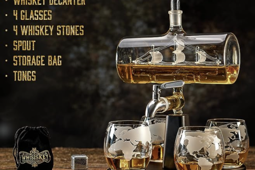 AUTO WIN - Whisiskey – Whiskey Decanter – Sailing Ship - 1000 ml - 05/10