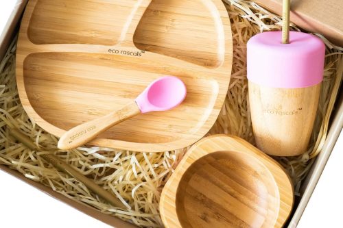 AUTO WIN - Eco Rascals Bamboo Classic Section Plate Gift Set - Pink - 05/11