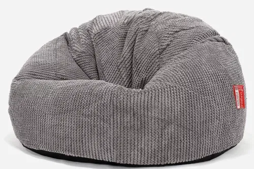 AUTO WIN-LOUNGE PUG CLASSIC BEAN BAG CHAIR POM POM CHARCOAL GREY