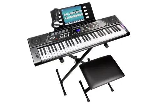 AUTO WIN - RockJam 61 Key Keyboard Piano with Stand, Stool & Headphones - 05/12