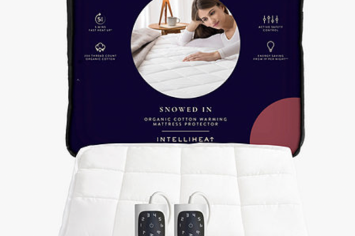 AUTO WIN - Dreamland 168 Organic Cotton Heated Electric Mattress Protector, White, King - 17/11
