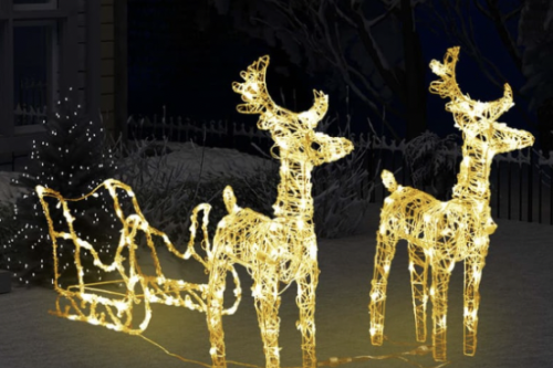 AUTO WIN - 3 Set Reindeer and Sleigh LED Christmas Outdoor Lights -  17/11
