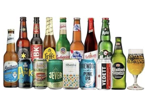 AUTO WIN - **2 WINNERS** World Craft Beer Case of Mixed Globetrotting Ale, Lager & IPA's Gift Set with Glass (15 Pack) - 22/11