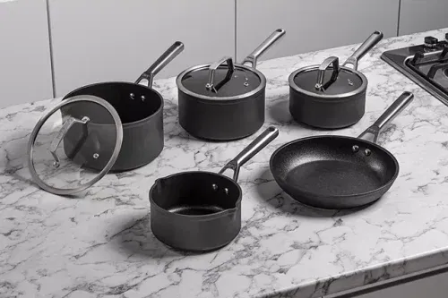 AUTO WIN - Ninja Foodi ZEROSTICK Hard Anodised Aluminium Non-Stick Frying Pan & Saucepan Set, 5 Piece - 15/12