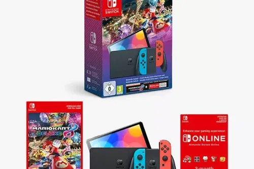 AUTO WIN - Nintendo Switch OLED 64GB Console with Joy-Con, Neon Red/Blue & Mario Kart 8 Deluxe Bundle - 19/01