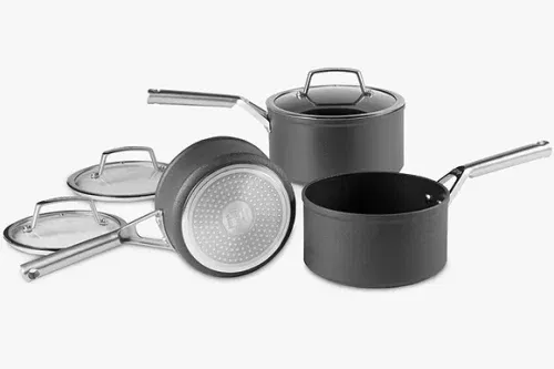 AUTO WIN-Ninja Foodi ZEROSTICK Hard Anodised Aluminium Non-Stick Saucepan Set, 3 Piece