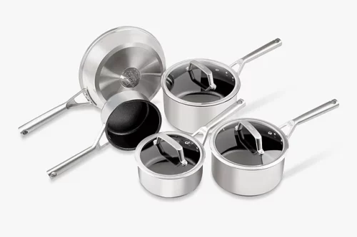 Ninja ZEROSTICK Stainless Steel Non-Stick Pan & Lid Set, 5 Piece