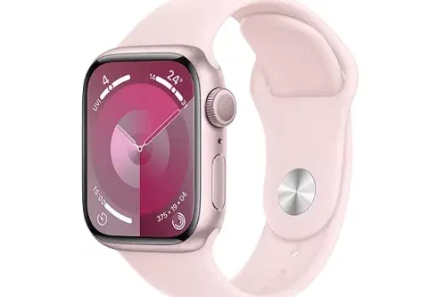 Apple Watch Series 9 GPS, 41mm, Aluminium Case, Sport Band, Small-Medium, Pink/Light Pink
