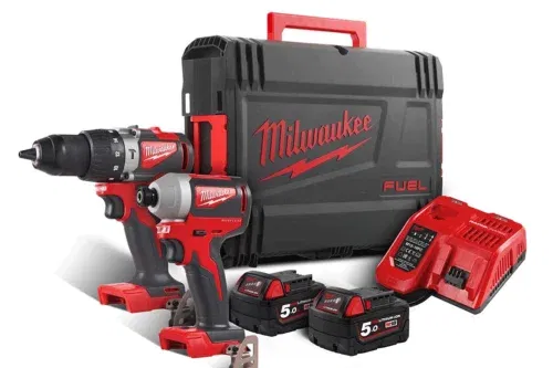 Milwaukee M18 BLPP2A2-502X 18V Drill & Driver Twin Kit with 2x 5.0Ah Batteries