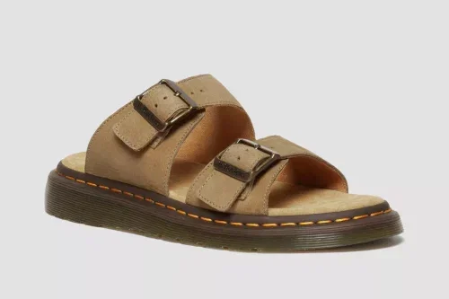 DR MARTENS-JOSEF NUBUCK LEATHER BUCKLE SLIDE SANDALS  AUTO WIN 11/05