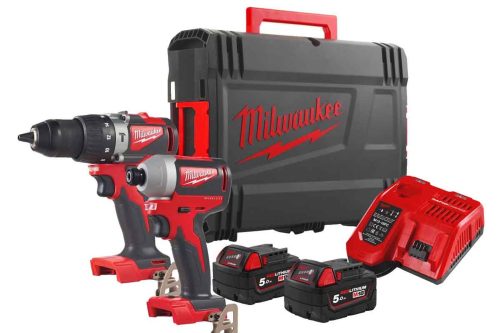 Milwaukee M18 BLPP2A2-502X 18V Drill & Driver Twin Kit with 2x 5.0Ah Batteries-AUTO WIN- 22/04
