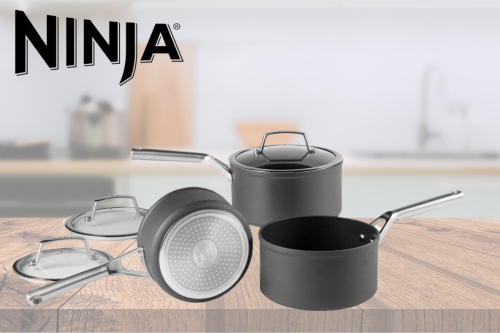 AUTO WIN- Ninja Foodi ZEROSTICK Hard Anodised Aluminium Non-Stick Saucepan Set, 3 Piece