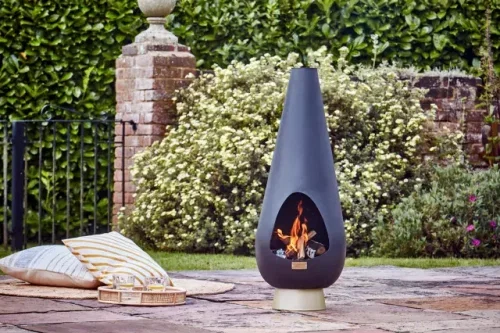 Ivyline Leo Steel Chiminea Firepit, Black -auto win