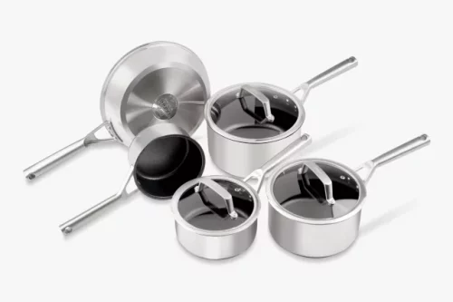 Ninja ZEROSTICK Stainless Steel Non-Stick Pan & Lid Set, 5 Piece