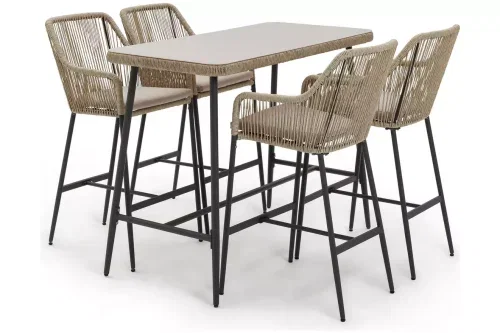 Habitat Malta 4 Seater Rattan Effect Garden Bar Set -Natural - AUTO WIN