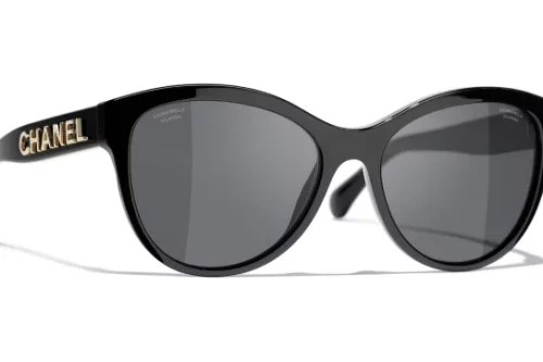 CHANEL CH5458 Women's Polarised Oval Sunglasses, Black/Grey - AUTO WIN