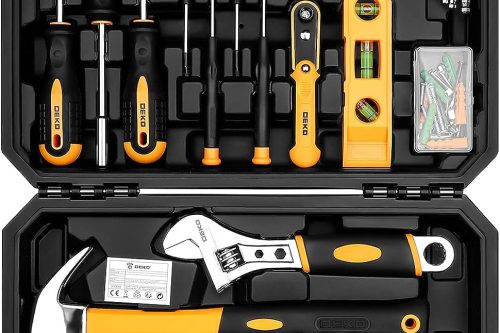 FOX GIVEAWAY - DEKO 100 PIECE HOME REPAIR TOOL SET, GENERAL HOUSEHOLD HAND TOOL KIT WITH PLASTIC TOOL BOX STROGE- AUTO WIN 02/06