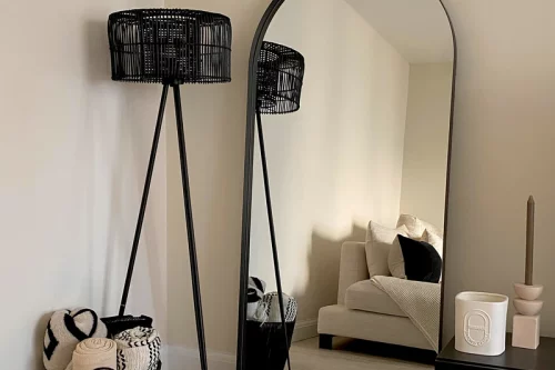 WILLIAM WOOD-ARCUS - FULL LENGTH ARCHED BLACK LARGE METAL MIRROR 170CM X 80CM-AUTO WIN