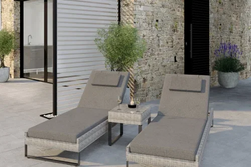 Pair of Grey Rattan Reclining Garden Sun Lounger Set - Como PLUS INSTANT WINS