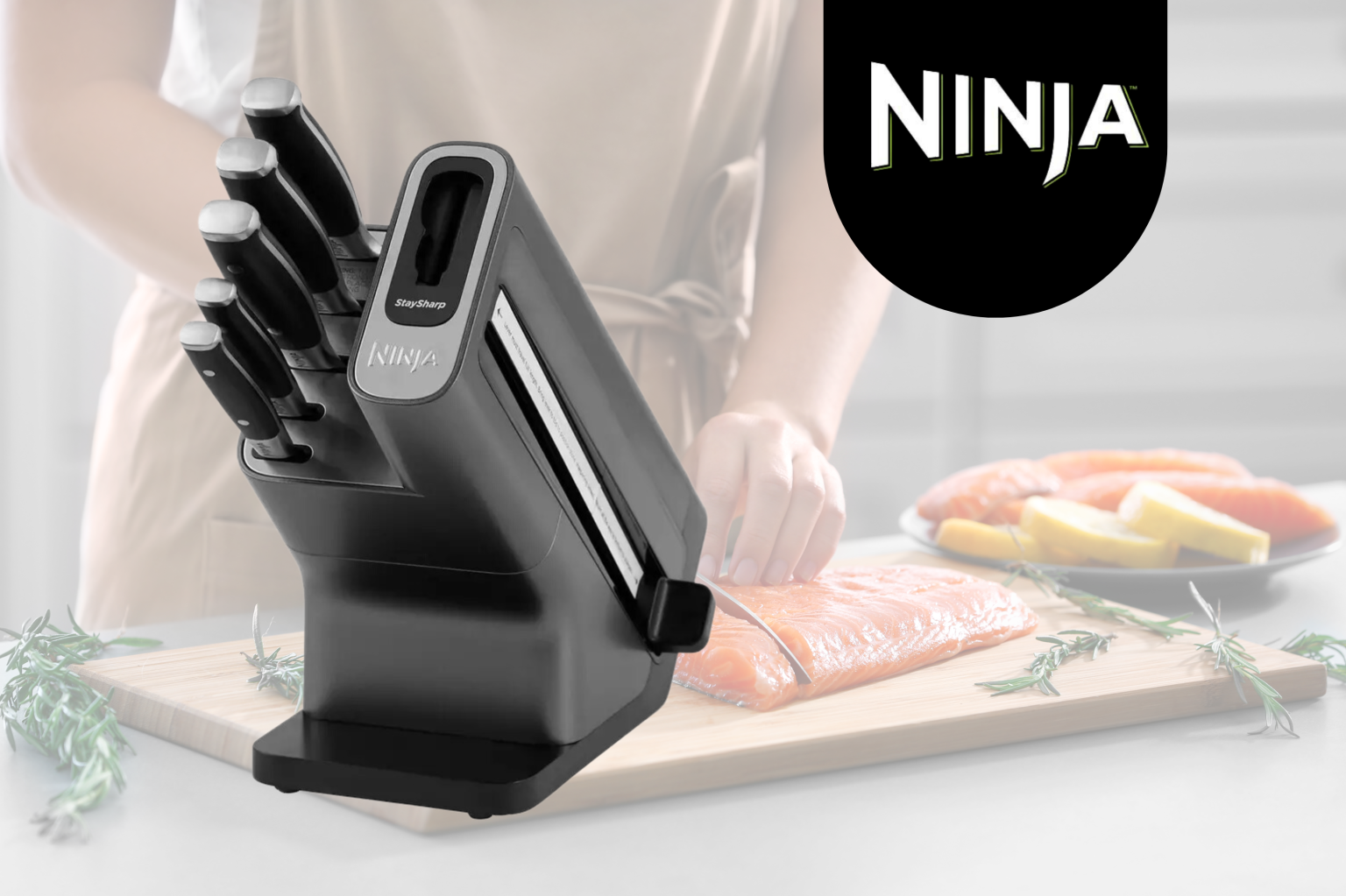 Ninja Stay Sharp 5 Piece Knife With Knife Block Black Auto Win
