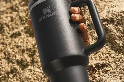 STANLEY FLIP STRAW STAINLESS STEEL LEAK-PROOF TUMBLER, BLACK AUTO WIN 08/07