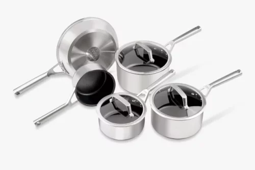Ninja ZEROSTICK Stainless Steel Non-Stick Pan & Lid Set, 5 Piece