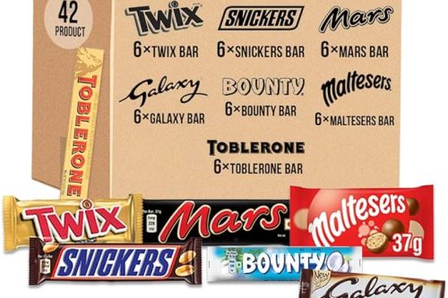 Toblerone, Mars, Bounty, Snickers, Twix, Maltesers, Galaxy – Mixed Chocolate Bars Variety Bulk Box, Chocolate Hamper Gift, 42 Bars.-AUTO WIN