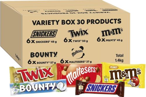 🦊M&M's, Snickers & More, Mixed Chocolate Bar Variety Bulk Box, Chocolate Gift, 30 Bars, 1.4kg -3 winners -AUTO WIN