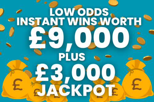 9K INSTANT WINS- MAIN JACKPOT £3k -LOW ODDS -AUTO WIN