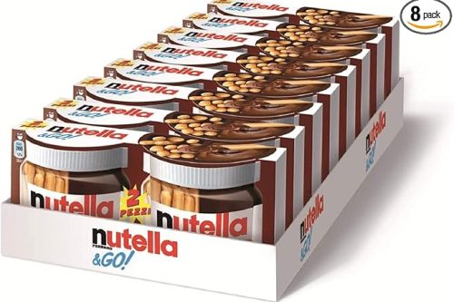 🦊Nutella &Go! Chocolate Spreadand Hazelnut, Party Food, Chocolate Snacks with Bread Sticks, Bulk Box of 8x2 x 48g-AUTO WIN
