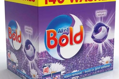🦊BOLD ALL-IN-1 PODS WASHING LIQUID LAUNDRY DETERGENT CAPSULES, 140 WASHES,- AUTO WIN -28/08