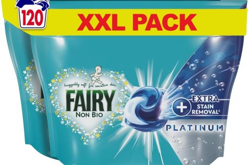 🦊Fairy Non-Bio Platinum PODS, Washing Liquid Laundry Detergent Tablets/Capsules, 120 Washes (60 x 2) with Extra Stain Removal- AUTO WIN 21/08
