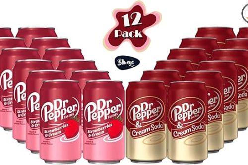 🦊Dr Pepper Variety Drink Can 355ml Cream soda (Pack Of 12 cans) & Strawberry Cream (Pack Of 12 cans) -AUTO WIN