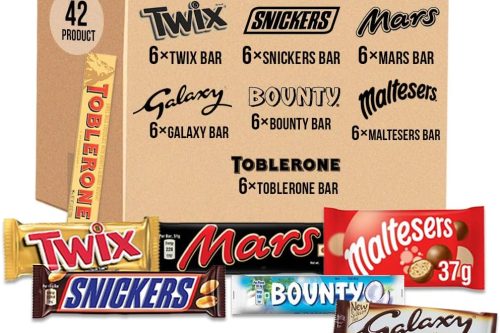 🦊Toblerone, Mars, Bounty, Snickers, Twix, Maltesers, Galaxy – Mixed Chocolate Bars Variety Bulk Box, 42 Bars AUTO WIN 20/08