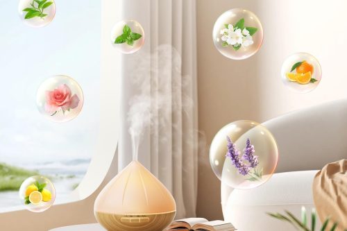 🦊Essential Oil Diffuser, 500ml Aromatherapy Diffuser with 8x10ml Essential Oils Set with Remote Control and 14 Color LED Lights- AUTO WIN 30/08