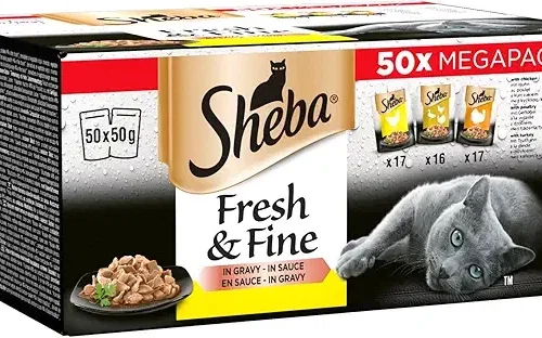🦊Sheba Cat Wet Food - Fresh and Fine - Cat Pouches Poultry in Gravy - 50 g (Pack of 50) 2 WINNERS-AUTO WIN